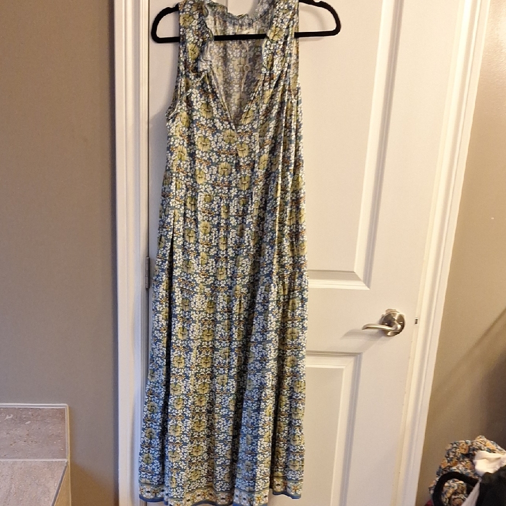 Max Studio Blue and Yellow Floral Maxi Dress